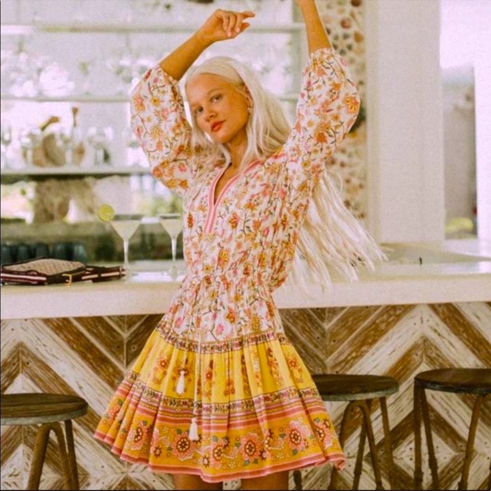 Spell & The Gypsy Collective Portobello Road Playdress In Honey Dew NEW XS